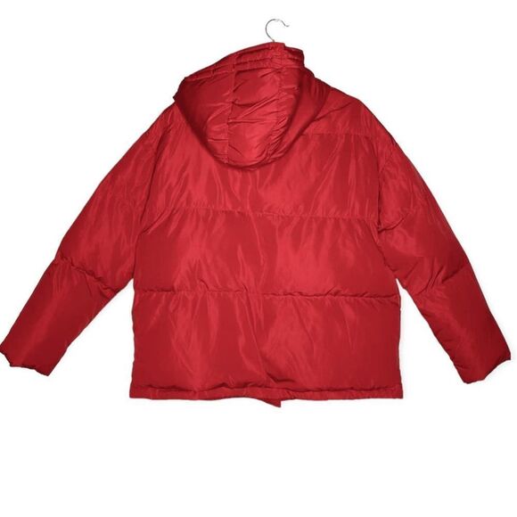 Rebecca Minkoff Zayne Quilted Puffer Down Jacket Red Large Hooded Long Sleeve - Picture 10 of 10